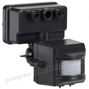 Датчик руху ДД-019 1100Вт 120град 12м IP44 чорний IEK