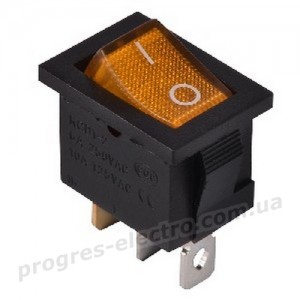Перемикач KCD1-2-101N YL/B 1 клав. з підсвічуванням (жовтий)