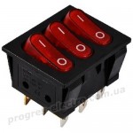 Перемикач KCD2-3101N R/B 3 клав. з підсвічуванням (червоний)