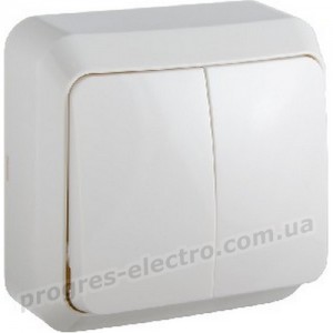 Вимикач двоклавішний BЗ10-2-0-Cm-W