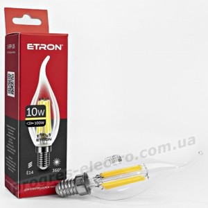 Лампа світлодіодна ETRON Filament 1-EFP-135 С37 tailed E14 10W 3000K прозора