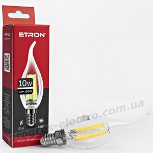 Лампа світлодіодна ETRON Filament 1-EFP-136 С37 tailed E14 10W 4200K прозора