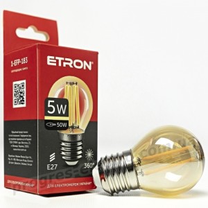 Лампа світлодіодна ETRON Filament 1-EFP-183 G45 E27 5W 2700K золото