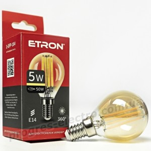 Лампа світлодіодна ETRON Filament 1-EFP-184 G45 E14 5W 2700K золото