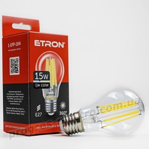 Лампа світлодіодна ETRON Filament 1-EFP-104 A60 15W 4200K E27 прозора