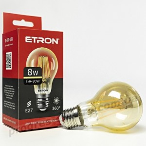 Лампа світлодіодна ETRON Filament 1-EFP-185 A60 E27 8W 2700K золото