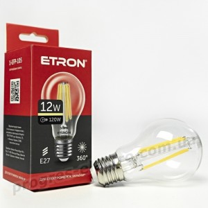 Лампа світлодіодна ETRON Filament 1-EFP-105 A60 12W 3000K E27 прозора