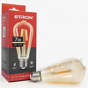 Лампа світлодіодна ETRON Filament 1-EFP-163 ST64 E27 7W золото