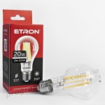 Лампа світлодіодна ETRON Filament 1-EFP-102 A65 20W 4200K E27 прозора