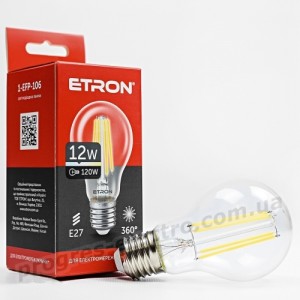 Лампа світлодіодна ETRON Filament 1-EFP-106 A60 12W 4200K E27 прозора