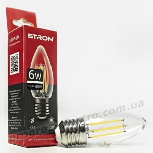 Лампа світлодіодна ETRON Filament 1-EFP-124 С37 E27 6W 4200K прозора