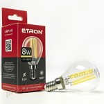 Лампа світлодіодна ETRON Filament 1-EFP-143 G45 E14 8W 3000K прозора