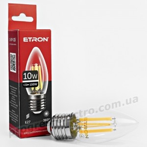Лампа світлодіодна ETRON Filament 1-EFP-115 С37 E27 10W 3000K прозора