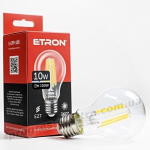 Лампа світлодіодна ETRON Filament 1-EFP-108 A60 10W 4200K E27 прозора