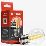 Лампа світлодіодна ETRON Filament 1-EFP-149 G45 E27 6W 3000K прозора
