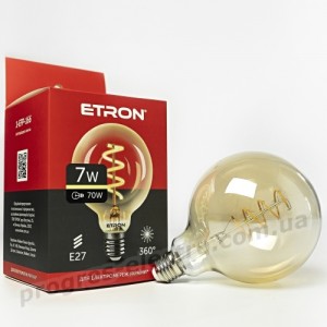Лампа світлодіодна ETRON Filament 1-EFP-166 G125 Vintage E27 7W 2700K золото