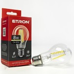 Лампа світлодіодна ETRON Filament 1-EFP-109 A60 8W 3000K E27 прозора