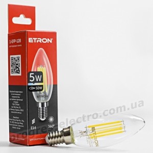 Лампа світлодіодна ETRON Filament 1-EFP-128 С37 E14 5W 4200К прозора