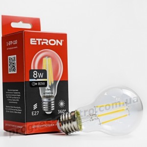 Лампа світлодіодна ETRON Filament 1-EFP-110 A60 8W 4200K E27 прозора