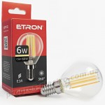 Лампа світлодіодна ETRON Filament 1-EFP-151 G45 E14 6W 3000K прозора