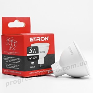 Лампа світлодіодна ETRON Light 1-ELP-064 MR16 3W 4200K 220V GU5.3