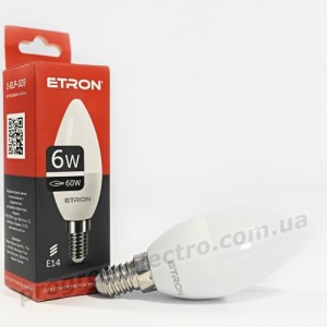 Лампа світлодіодна ETRON Light 1-ELP-028 C37 6W 4200K 220V E14