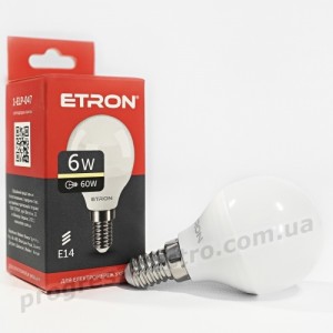 Лампа світлодіодна ETRON Light 1-ELP-047 G45 6W 3000K 220V E14