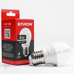 Лампа світлодіодна ETRON Light 1-ELP-050 G45 4W 4200K 220V E27