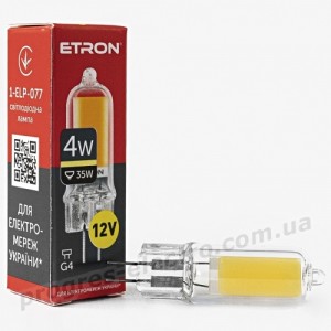Лампа світлодіодна ETRON Light 1-ELP-077 G4 Glass 4W 3000K 12V