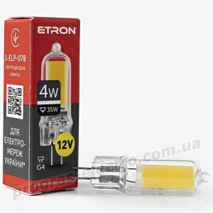 Лампа світлодіодна ETRON Light 1-ELP-078 G4 Glass 4W 4200K 12V