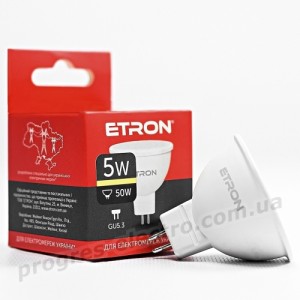 Лампа світлодіодна ETRON Light 1-ELP-061 MR16 5W 3000K 220V GU5.3