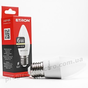 Лампа світлодіодна ETRON Light 1-ELP-025 C37 6W 3000K 220V E27
