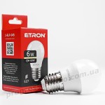 Лампа світлодіодна ETRON Light 1-ELP-045 G45 6W 3000K 220V E27