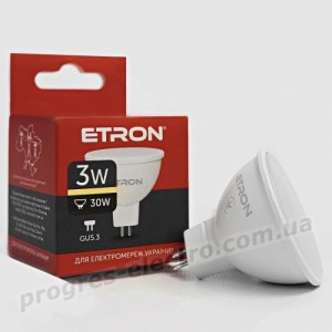 Лампа світлодіодна ETRON Light 1-ELP-063 MR16 3W 3000K 220V GU5.3