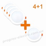 Набір із 4+1 світлодіодних світильників врізних EVROLIGHT 12Вт коло PLAIN-12R 4200К