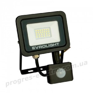 Прожектор світлодіодний з датчиком руху EVROLIGHT FM-01D-20 20W 6400К Прожектор світлодіодний з датчиком руху EVROLIGHT FM-01D-20 20W 6400К