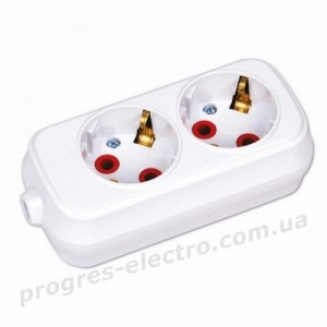 Колодка 2 гнізда із заземленням 2-Gang Socket