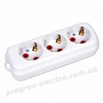 Колодка 3 гнізда із заземленням 3-Gang Socket