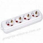 Колодка 4 гнізда із заземленням 4-Gang Socket
