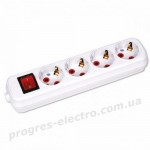 Колодка 4 гнізда із заземленням та кнопкою 4-Gang Socket