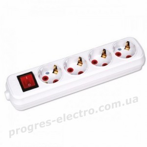 Колодка 4 гнізда із заземленням та кнопкою 4-Gang Socket