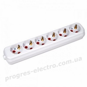 Колодка 6 гнізда із заземленням 6-Gang Socket