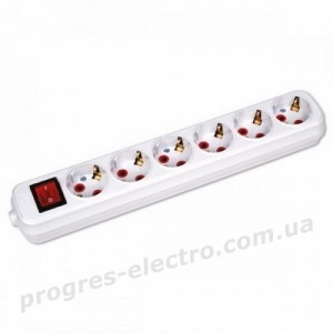Колодка 6 гнізда із заземленням та кнопкою 6-Gang Socket