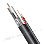 Коаксіальний кабель RG-6+2*0,5 Мідь Чорний Коаксіальний кабель RG-6+2*0,5 Мідь Чорний