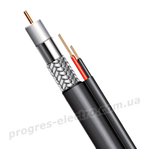 Коаксіальний кабель RG-6+2*0,5 Мідь Чорний Коаксіальний кабель RG-6+2*0,5 Мідь Чорний