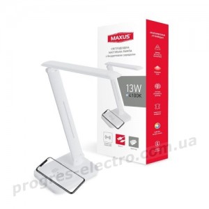 Настільна лампа з бездротовою зарядкою MAXUS DL 13W 4100K WH