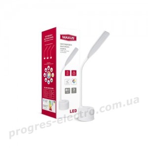 Настільна лампа розумна MAXUS DKL 8W (райдужний спектр, батарея, димінг) біла