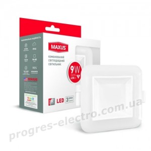 Світлодіодний світильник розумний MAXUS 3-step 9W (змінні яскравість та тон) квадрат