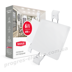 Світлодіодний світильник MAXUS SP edge 6W, 4100К (квадрат)