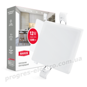 Світлодіодний світильник MAXUS SP edge 12W, 4100К (квадрат)